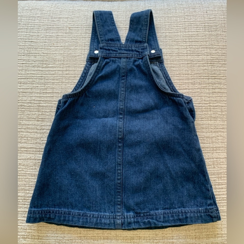 Tahari Dark Blue Denim Overall Dress - 2T - India Cotton 100% EUC - Picture 2 of 11